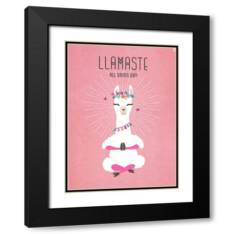 Living  Out Loud VII-Llamaste Black Modern Wood Framed Art Print with Double Matting by Duirwaigh