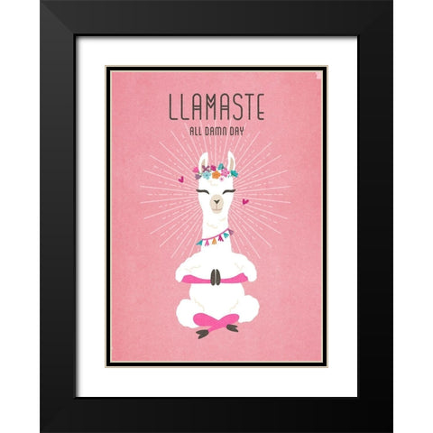 Living  Out Loud VII-Llamaste Black Modern Wood Framed Art Print with Double Matting by Duirwaigh