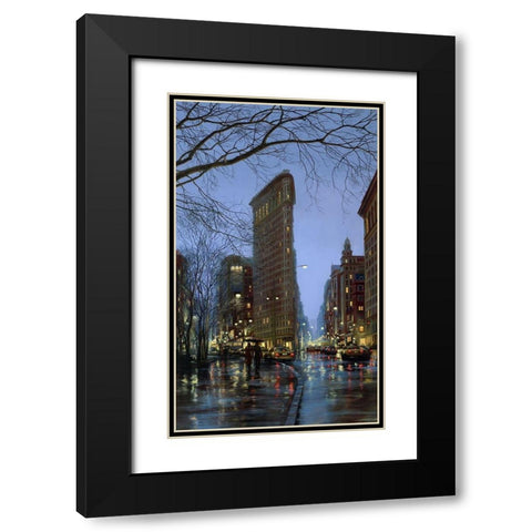 Flatiron  Rain Black Modern Wood Framed Art Print with Double Matting by Lushpin, E.