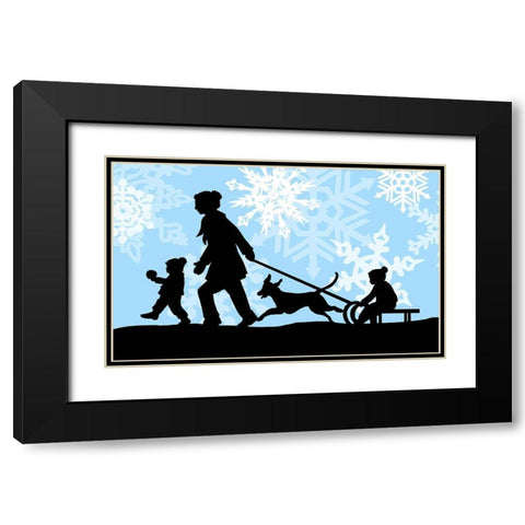 Winter Parade with Snowflakes II Black Modern Wood Framed Art Print with Double Matting by Sowell, Sharyn