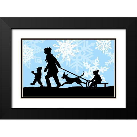 Winter Parade with Snowflakes II Black Modern Wood Framed Art Print with Double Matting by Sowell, Sharyn
