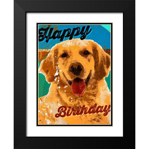 Pet  Sentiment V-Happy Birthday Black Modern Wood Framed Art Print with Double Matting by Duirwaigh