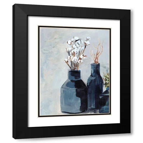 Cotton  Jar in navy Black Modern Wood Framed Art Print with Double Matting by Chapman, Marcy