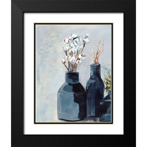 Cotton  Jar in navy Black Modern Wood Framed Art Print with Double Matting by Chapman, Marcy