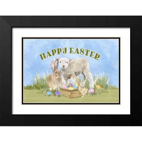 Farmhouse  Easter Sentiment landscape-Happy Easter Black Modern Wood Framed Art Print with Double Matting by Reed, Tara
