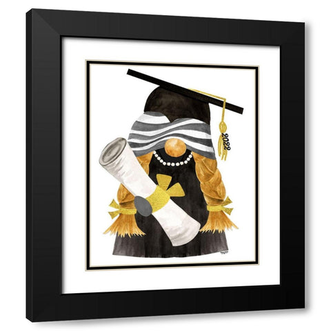 Graduation Gnome portrait I Black Modern Wood Framed Art Print with Double Matting by Reed, Tara