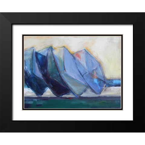 Boats Waiting Black Modern Wood Framed Art Print with Double Matting by Marie, Susanne