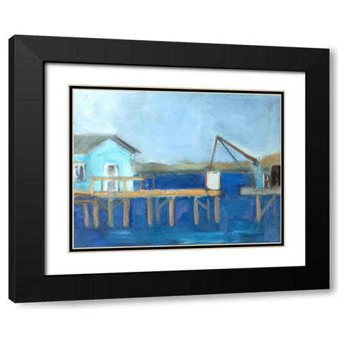 Fishing Dock Black Modern Wood Framed Art Print with Double Matting by Marie, Susanne