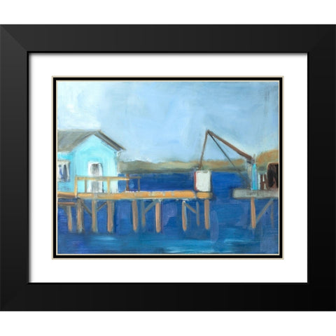 Fishing Dock Black Modern Wood Framed Art Print with Double Matting by Marie, Susanne