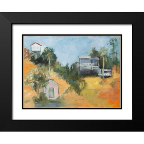 Pink House amid Palms Black Modern Wood Framed Art Print with Double Matting by Marie, Susanne