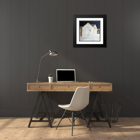 Winter White Black Modern Wood Framed Art Print with Double Matting by Marie, Susanne
