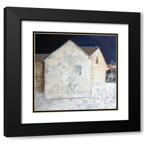 Winter White Black Modern Wood Framed Art Print with Double Matting by Marie, Susanne