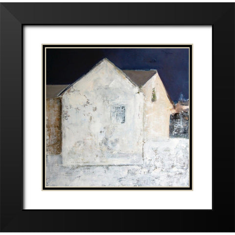 Winter White Black Modern Wood Framed Art Print with Double Matting by Marie, Susanne