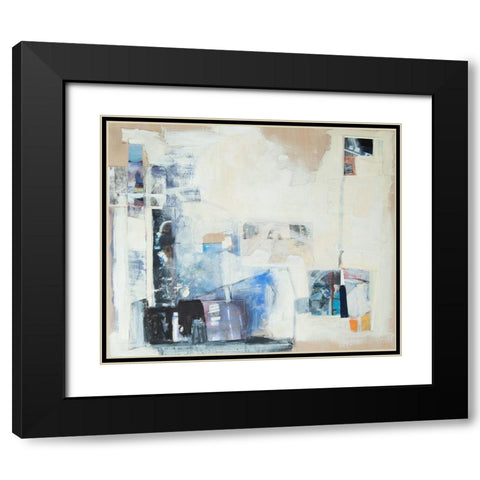 Shifting Blues Black Modern Wood Framed Art Print with Double Matting by Marie, Susanne