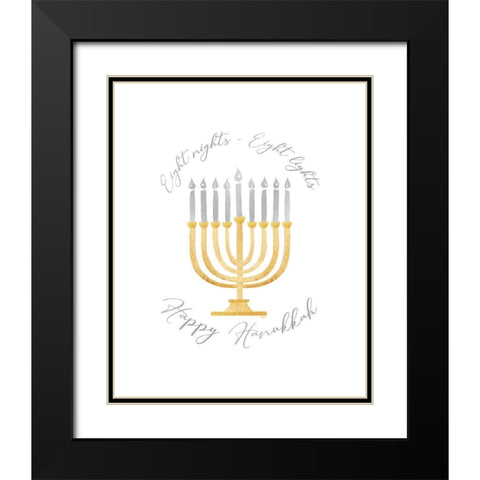 Festival of Lights portrait I-Gold Menorah Black Modern Wood Framed Art Print with Double Matting by Reed, Tara