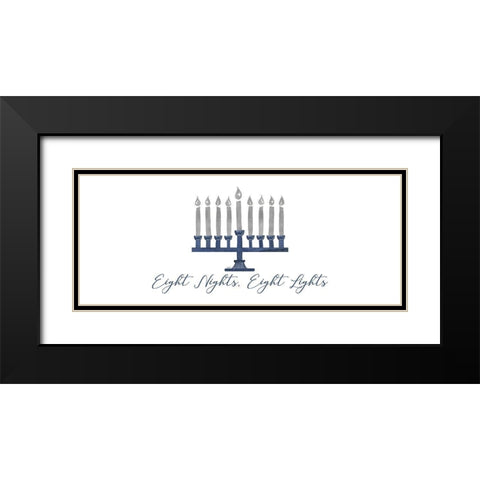 Hanukkah Lights panel I-8 Nights 8 Lights Black Modern Wood Framed Art Print with Double Matting by Reed, Tara