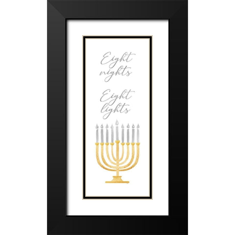 Hanukkah Lights vertical I-8 Nights 8 Lights Black Modern Wood Framed Art Print with Double Matting by Reed, Tara