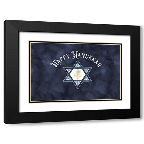 Hanukkah Lights landscape-Happy Hanukkah Black Modern Wood Framed Art Print with Double Matting by Reed, Tara