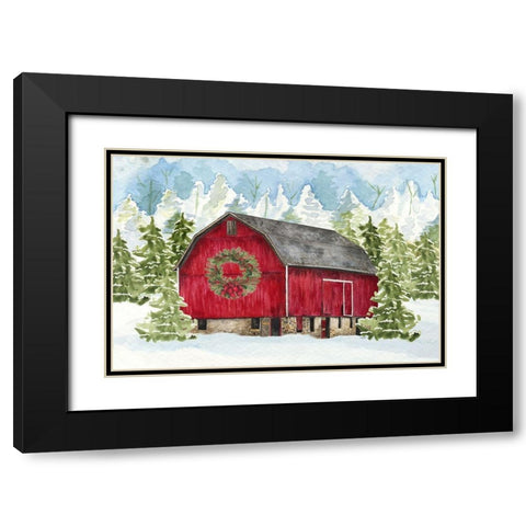 Christmas Barn landscape I Black Modern Wood Framed Art Print with Double Matting by Reed, Tara