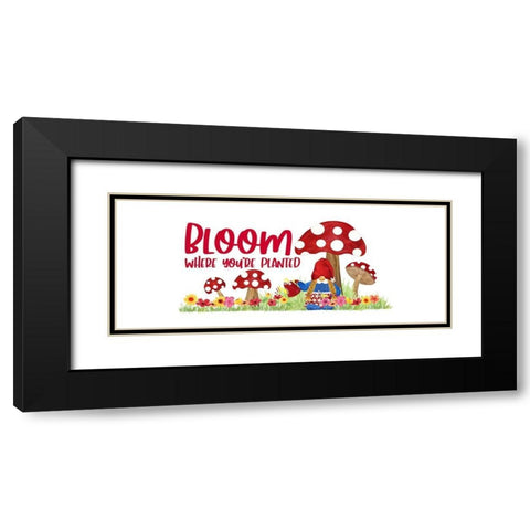 Gardening Gnomes Sentiment panel I-Bloom Black Modern Wood Framed Art Print with Double Matting by Reed, Tara