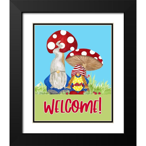 Gardening Gnomes Sentiment portrait III-Welcome Gnomes Black Modern Wood Framed Art Print with Double Matting by Reed, Tara
