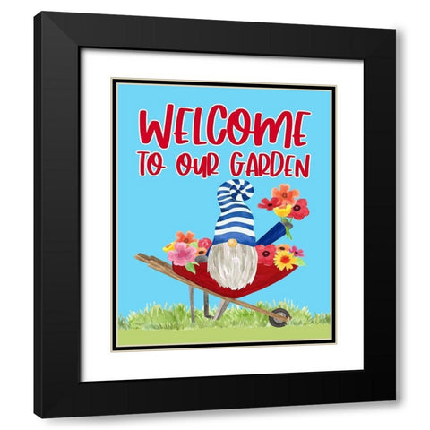 Gardening Gnomes Sentiment portrait V-Our Garden Black Modern Wood Framed Art Print with Double Matting by Reed, Tara