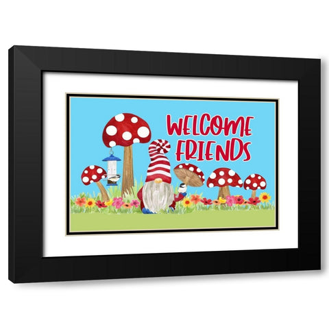 Gardening Gnomes landscape III-Welcome Friends Black Modern Wood Framed Art Print with Double Matting by Reed, Tara
