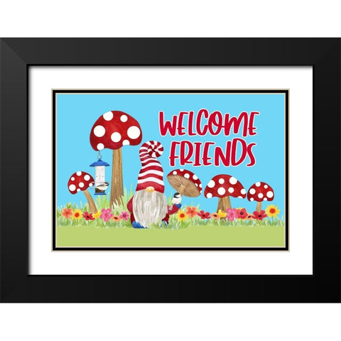 Gardening Gnomes landscape III-Welcome Friends Black Modern Wood Framed Art Print with Double Matting by Reed, Tara