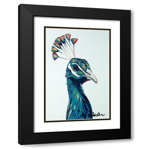 Pop Peacock I Black Modern Wood Framed Art Print with Double Matting by Augustine, Jodi