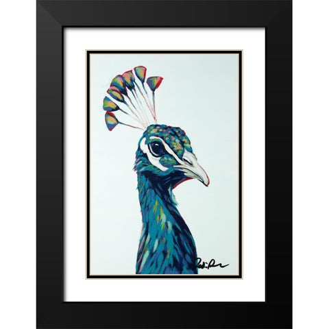 Pop Peacock I Black Modern Wood Framed Art Print with Double Matting by Augustine, Jodi
