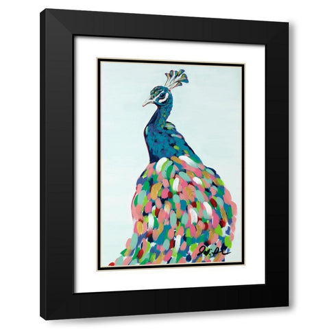 Pop Peacock II Black Modern Wood Framed Art Print with Double Matting by Augustine, Jodi