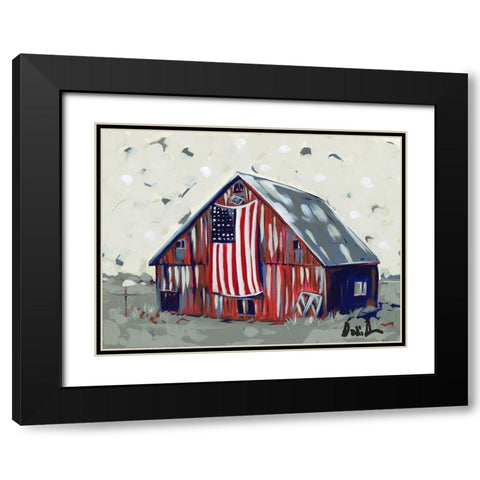 Farm Pop Barn I-Flag Black Modern Wood Framed Art Print with Double Matting by Augustine, Jodi