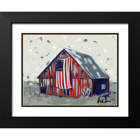Farm Pop Barn I-Flag Black Modern Wood Framed Art Print with Double Matting by Augustine, Jodi