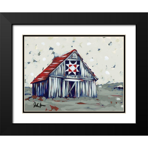 Farm Pop Barn II-Quilt Black Modern Wood Framed Art Print with Double Matting by Augustine, Jodi