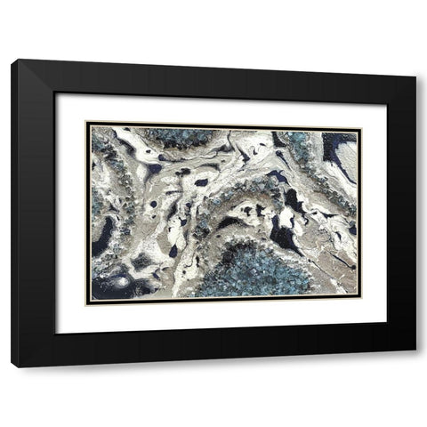 Blue Silver Marble landscape Black Modern Wood Framed Art Print with Double Matting by Lee C