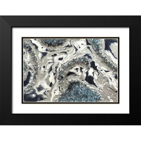 Blue Silver Marble landscape Black Modern Wood Framed Art Print with Double Matting by Lee C