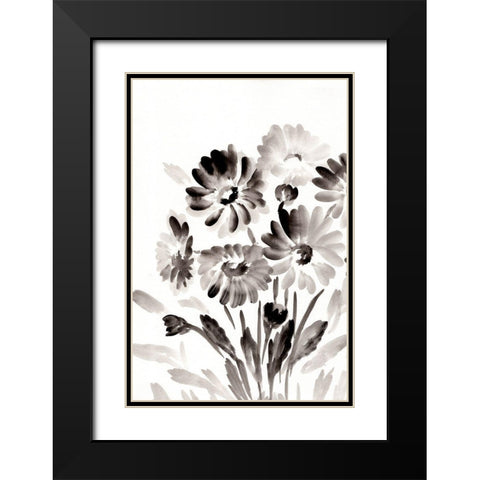 Simple Black Daisies Black Modern Wood Framed Art Print with Double Matting by Chapman, Marcy