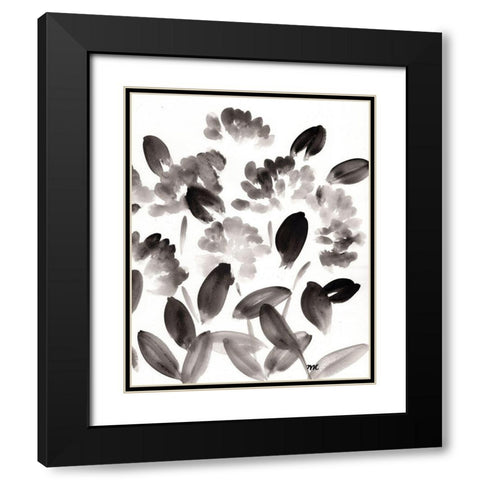 Simple Black Peonies I Black Modern Wood Framed Art Print with Double Matting by Chapman, Marcy