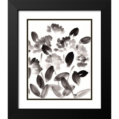 Simple Black Peonies I Black Modern Wood Framed Art Print with Double Matting by Chapman, Marcy
