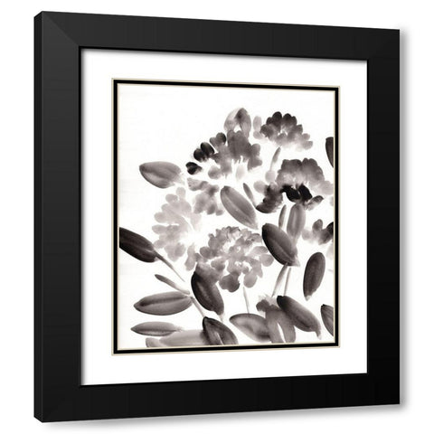 Simple Black Peonies II Black Modern Wood Framed Art Print with Double Matting by Chapman, Marcy