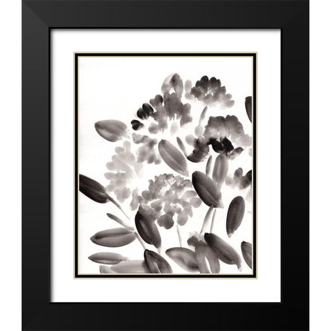 Simple Black Peonies II Black Modern Wood Framed Art Print with Double Matting by Chapman, Marcy