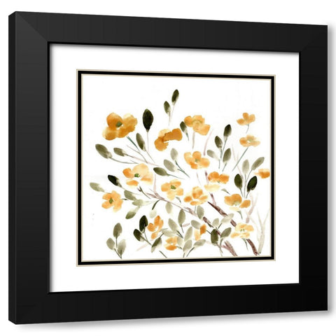 Sketchy Blossoms Yellow Black Modern Wood Framed Art Print with Double Matting by Chapman, Marcy