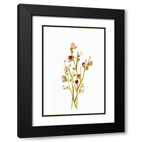 Golden Pink Blossoms Black Modern Wood Framed Art Print with Double Matting by Chapman, Marcy