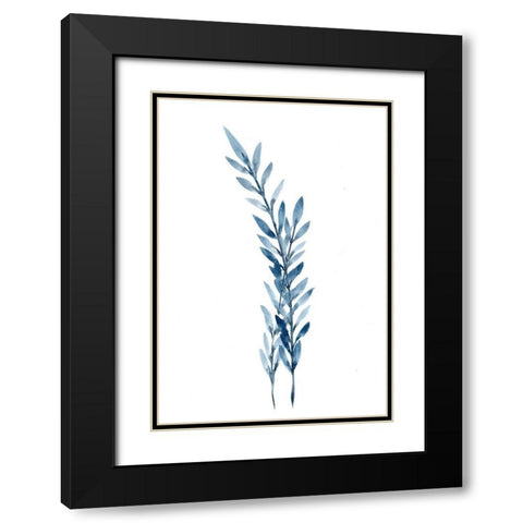 Farmhouse Leaves blue I Black Modern Wood Framed Art Print with Double Matting by Chapman, Marcy