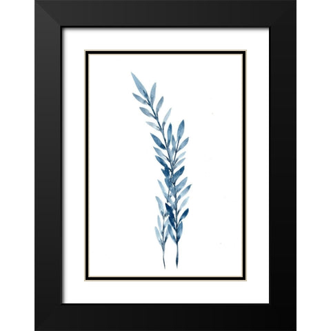 Farmhouse Leaves blue I Black Modern Wood Framed Art Print with Double Matting by Chapman, Marcy