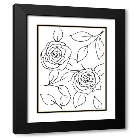 Hand Sketch Roses I Black Modern Wood Framed Art Print with Double Matting by Chapman, Marcy