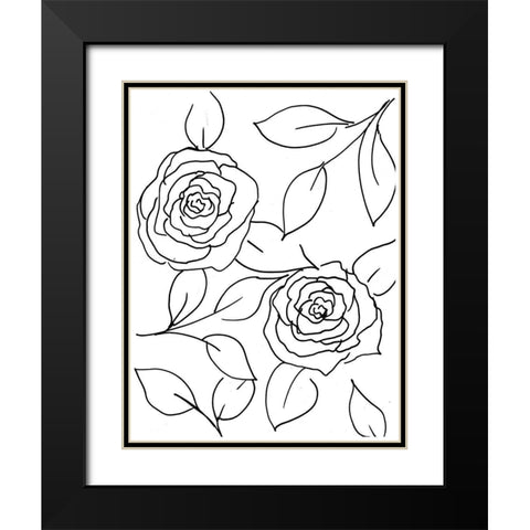 Hand Sketch Roses I Black Modern Wood Framed Art Print with Double Matting by Chapman, Marcy