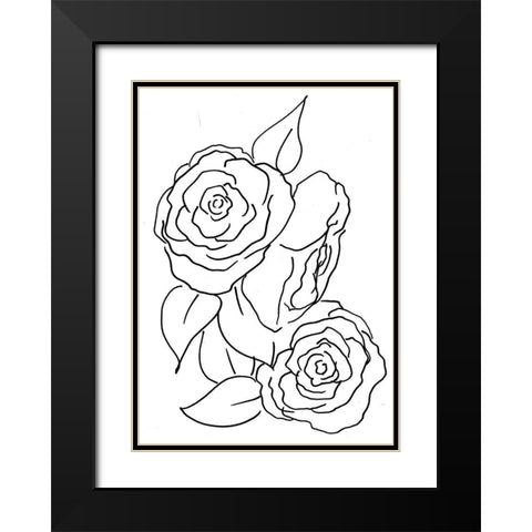 Hand Sketch Roses II Black Modern Wood Framed Art Print with Double Matting by Chapman, Marcy