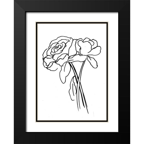 Hand Sketch Roses III Black Modern Wood Framed Art Print with Double Matting by Chapman, Marcy
