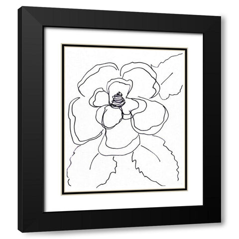 Hand Sketch Magnolia II Black Modern Wood Framed Art Print with Double Matting by Chapman, Marcy